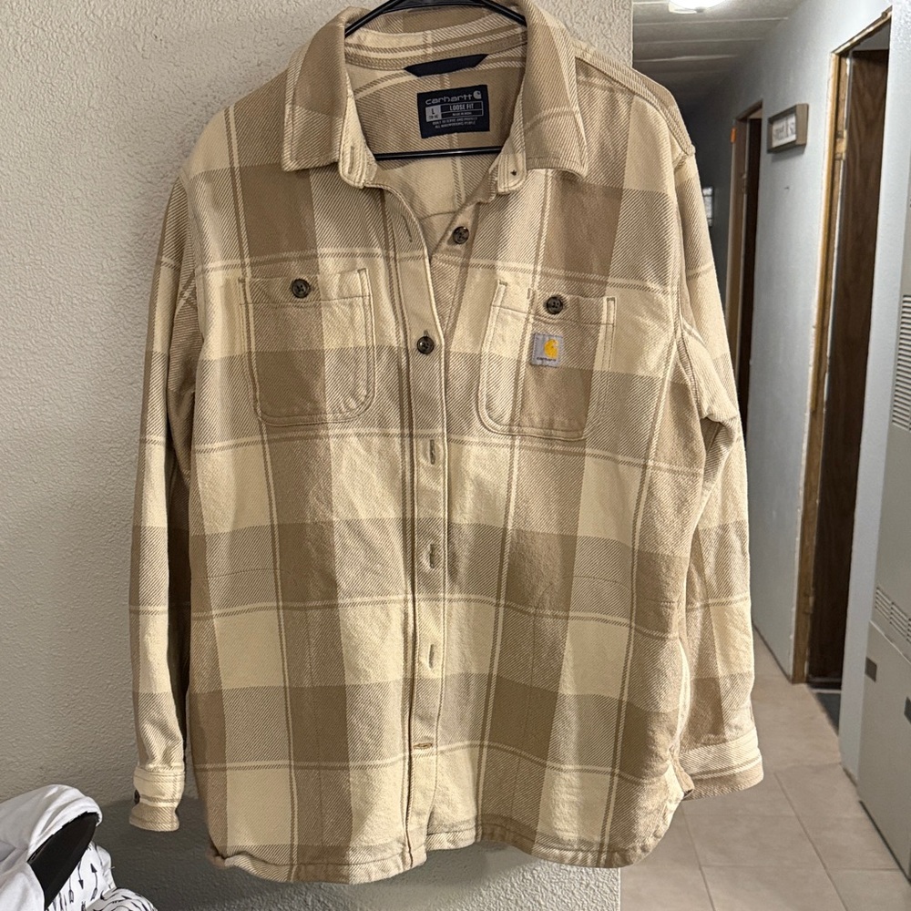 Carhartt Beige and Tan Checkered Shirt